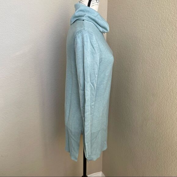 Adrienne Vittadini Turquoise Knit Cowl Neck Sweater Size M - Picture 5 of 14